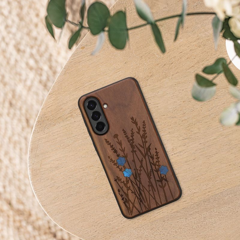 Laptop, Telefoane si Tablete - Telefoane mobile si accesorii - Accesorii Telefoane - Huse telefoane - Husa tip bumper Kwmobile pentru Samsung Galaxy A56 5G, anti-alunecare, design lavanda, lemn, TPU, maro - Infinity.ro