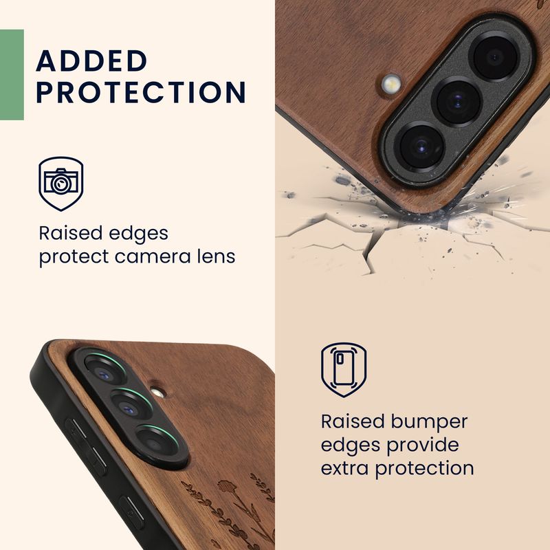 Laptop, Telefoane si Tablete - Telefoane mobile si accesorii - Accesorii Telefoane - Huse telefoane - Husa tip bumper Kwmobile pentru Samsung Galaxy A56 5G, anti-alunecare, design lavanda, lemn, TPU, maro - Infinity.ro