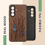Laptop, Telefoane si Tablete - Telefoane mobile si accesorii - Accesorii Telefoane - Huse telefoane - Husa tip bumper Kwmobile pentru Samsung Galaxy A56 5G, anti-alunecare, design lavanda, lemn, TPU, maro - Infinity.ro