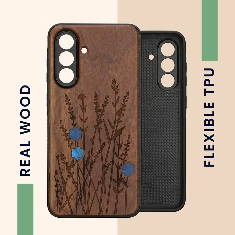 Laptop, Telefoane si Tablete - Telefoane mobile si accesorii - Accesorii Telefoane - Huse telefoane - Husa tip bumper Kwmobile pentru Samsung Galaxy A56 5G, anti-alunecare, design lavanda, lemn, TPU, maro - Infinity.ro
