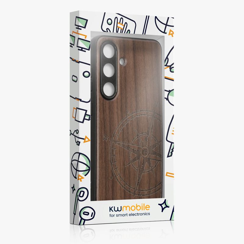 Laptop, Telefoane si Tablete - Telefoane mobile si accesorii - Accesorii Telefoane - Huse telefoane - Husa tip bumper Kwmobile pentru Samsung Galaxy S25, anti-alunecare, lemn, TPU, maro - Infinity.ro