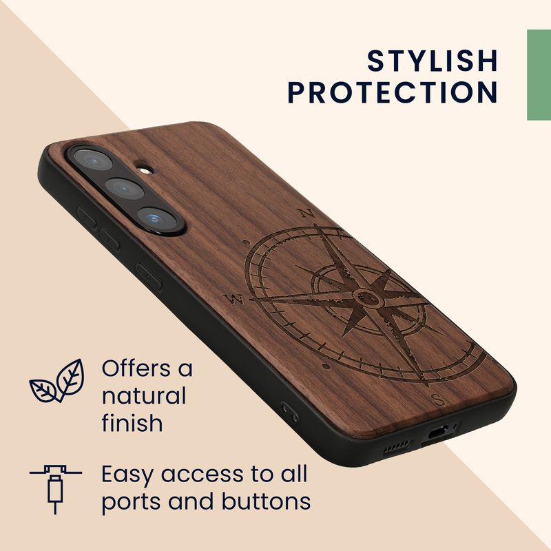 Laptop, Telefoane si Tablete - Telefoane mobile si accesorii - Accesorii Telefoane - Huse telefoane - Husa tip bumper Kwmobile pentru Samsung Galaxy S25, anti-alunecare, lemn, TPU, maro - Infinity.ro