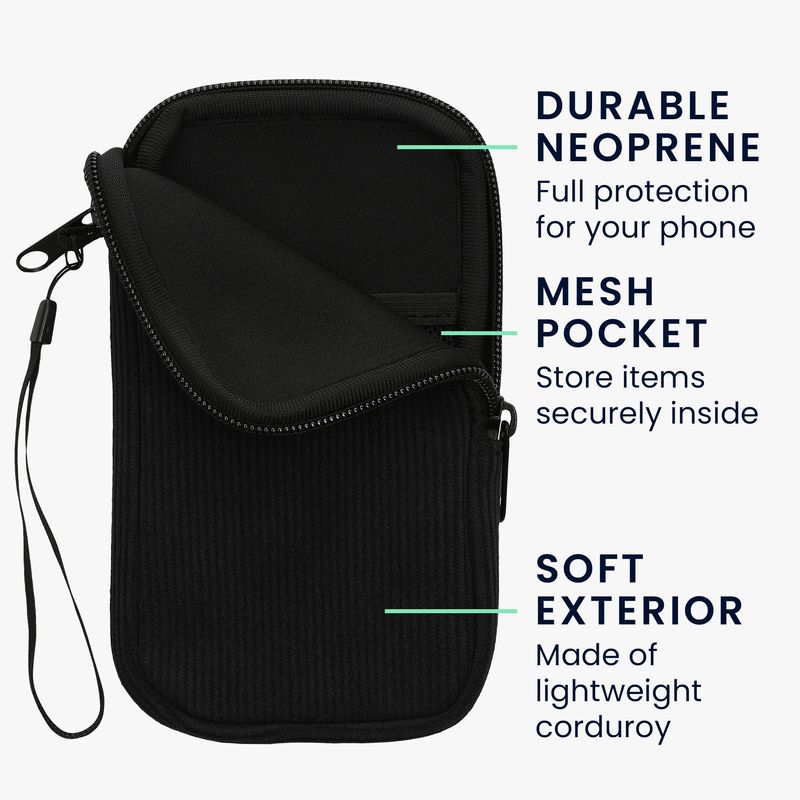 Laptop, Telefoane si Tablete - Telefoane mobile si accesorii - Accesorii Telefoane - Huse telefoane - Husa tip holster Kwmobile, curea de mana, neopren, textil, negru - Infinity.ro