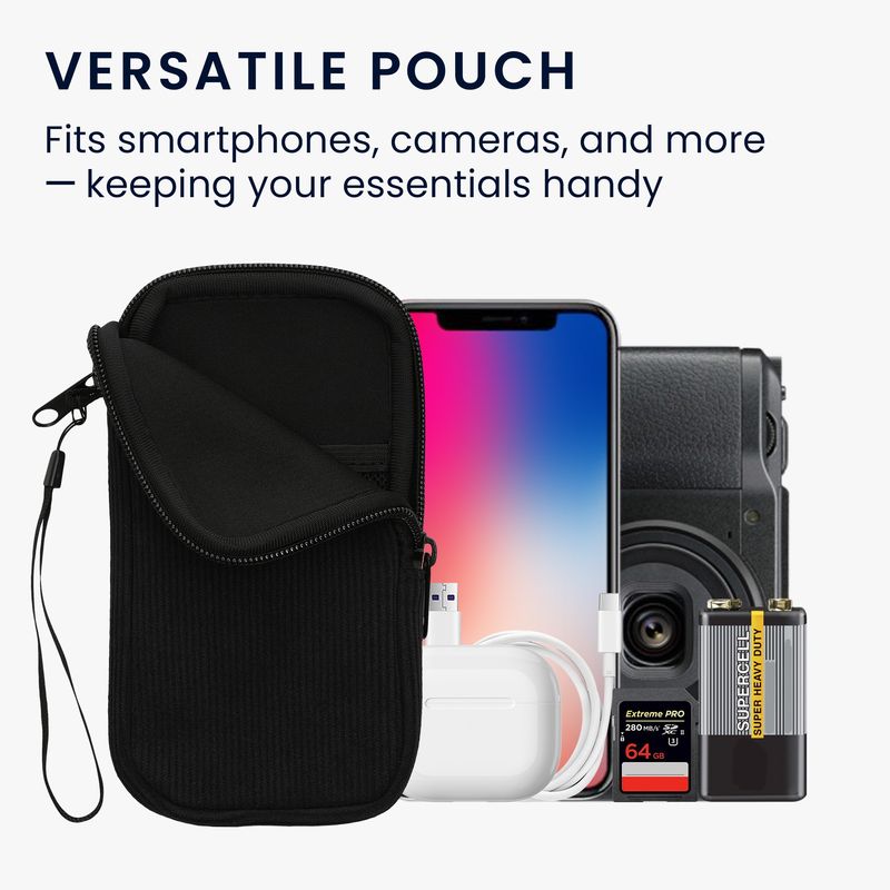 Laptop, Telefoane si Tablete - Telefoane mobile si accesorii - Accesorii Telefoane - Huse telefoane - Husa tip holster Kwmobile, curea de mana, neopren, textil, negru - Infinity.ro
