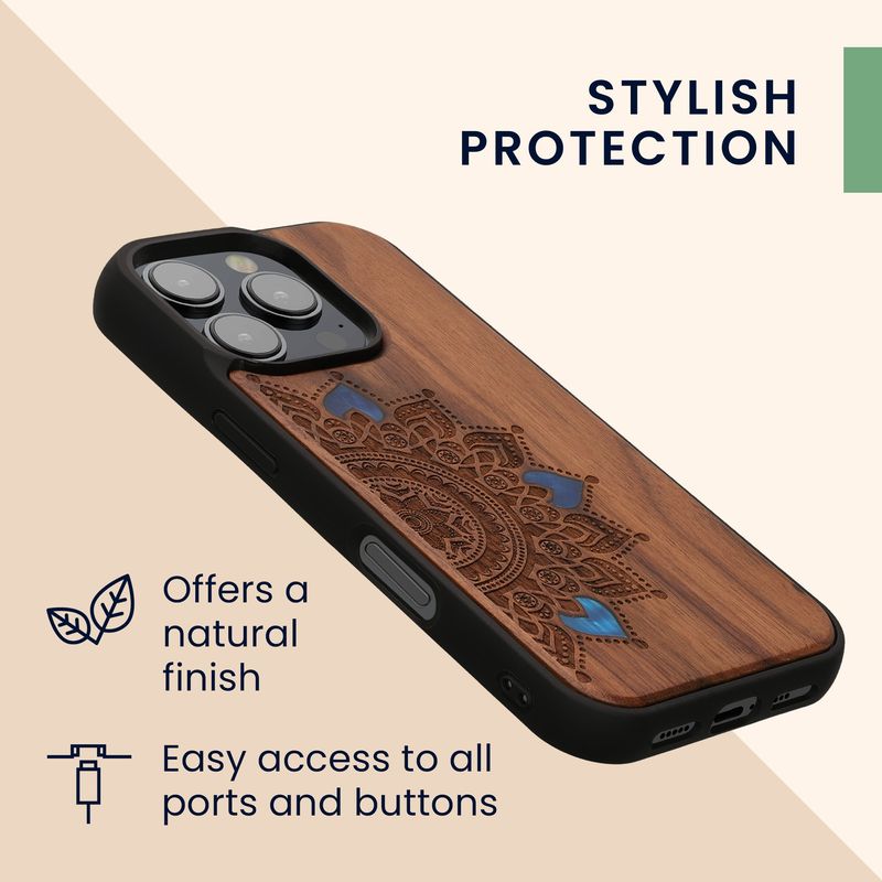 Laptop, Telefoane si Tablete - Telefoane mobile si accesorii - Accesorii Telefoane - Huse telefoane - Husa tip bumper Kwmobile pentru iPhone 16 Pro, anti-alunecare, lemn, TPU, maro - Infinity.ro