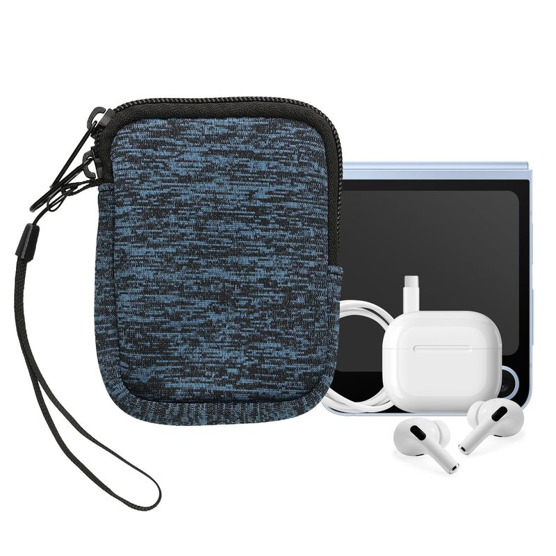 Laptop, Telefoane si Tablete - Telefoane mobile si accesorii - Accesorii Telefoane - Huse telefoane - Husa tip holster Kwmobile, inchidere cu fermoar, neopren, albastru, negru - Infinity.ro
