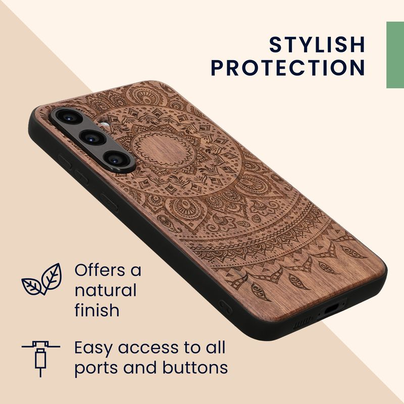 Laptop, Telefoane si Tablete - Telefoane mobile si accesorii - Accesorii Telefoane - Huse telefoane - Husa tip bumper Kwmobile pentru Samsung Galaxy S24 FE, anti-alunecare, lemn, TPU, maro - Infinity.ro