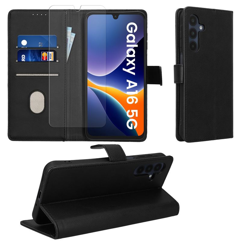 Laptop, Telefoane si Tablete - Telefoane mobile si accesorii - Accesorii Telefoane - Huse telefoane - Husa tip portofel Kwmobile pentru Samsung Galaxy A16 5G, inchidere magnetica, piele ecologica, negru - Infinity.ro
