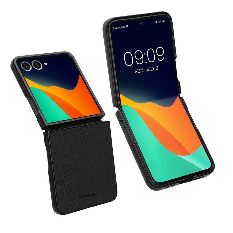 Laptop, Telefoane si Tablete - Telefoane mobile si accesorii - Accesorii Telefoane - Huse telefoane - Husa Kwmobile pentru Samsung Galaxy Z Flip7, protectie la socuri, piele ecologica, negru - Infinity.ro