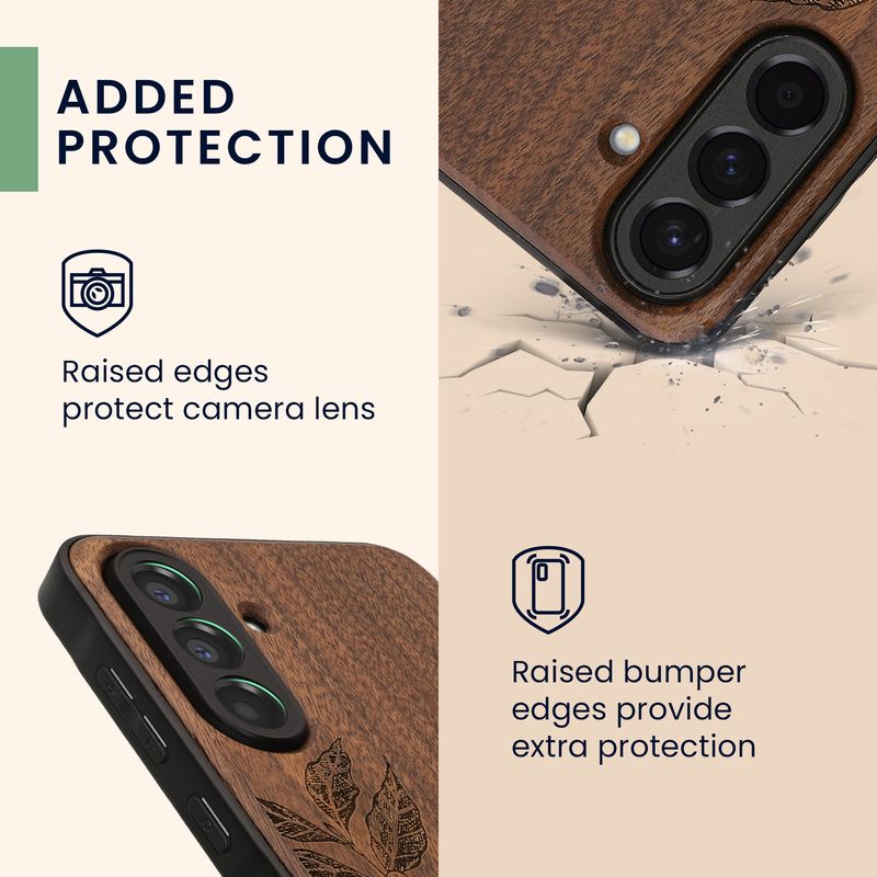 Laptop, Telefoane si Tablete - Telefoane mobile si accesorii - Accesorii Telefoane - Huse telefoane - Husa tip bumper Kwmobile pentru Samsung Galaxy A56 5G, anti-alunecare, protectie la zgarieturi, lemn, TPU, maro - Infinity.ro