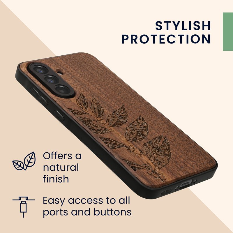 Laptop, Telefoane si Tablete - Telefoane mobile si accesorii - Accesorii Telefoane - Huse telefoane - Husa tip bumper Kwmobile pentru Samsung Galaxy A56 5G, anti-alunecare, protectie la zgarieturi, lemn, TPU, maro - Infinity.ro