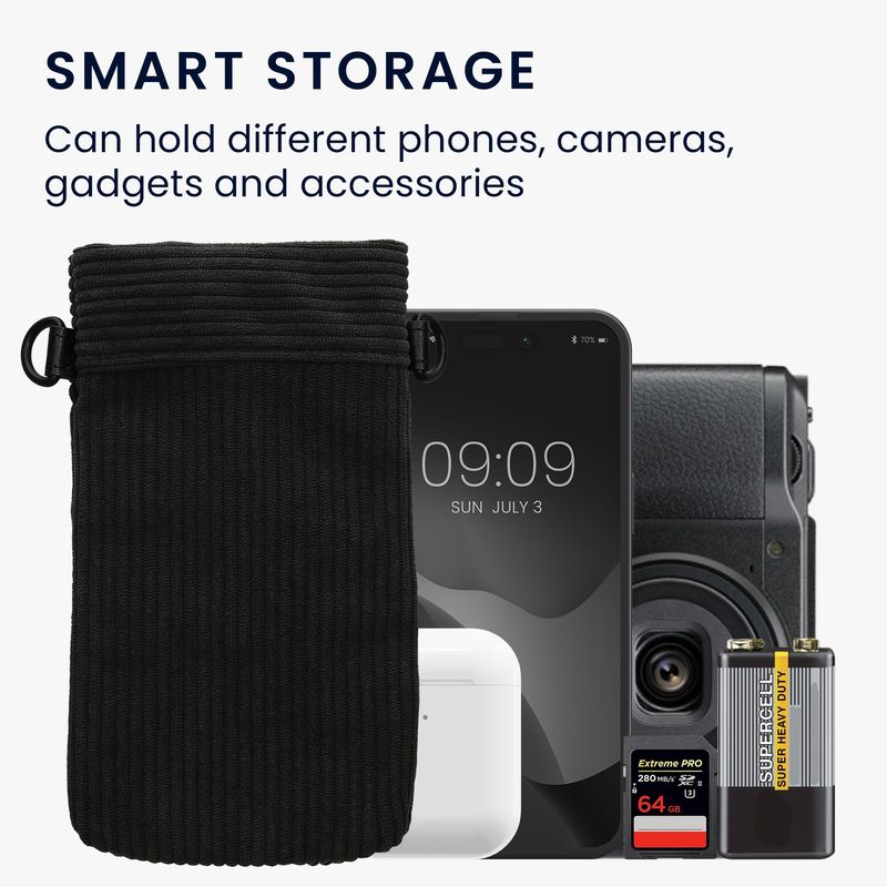 Laptop, Telefoane si Tablete - Telefoane mobile si accesorii - Accesorii Telefoane - Huse telefoane - Husa tip holster Kwmobile, inchidere magnetica, microfibra, negru - Infinity.ro