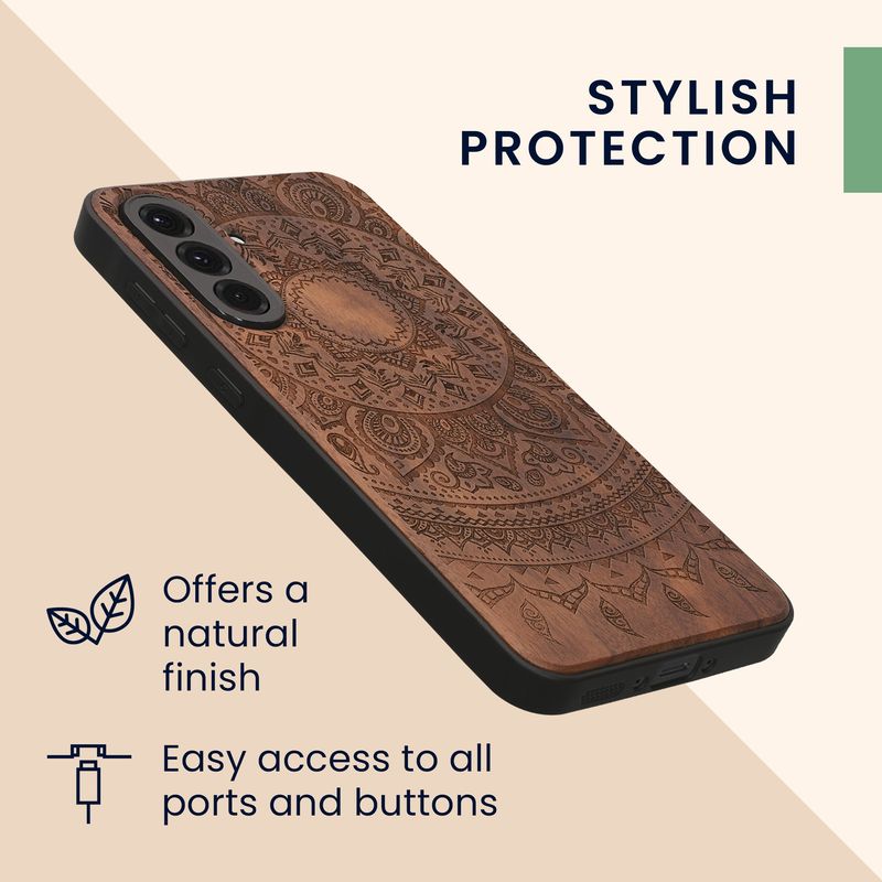 Laptop, Telefoane si Tablete - Telefoane mobile si accesorii - Accesorii Telefoane - Huse telefoane - Husa tip bumper Kwmobile pentru Samsung Galaxy A36 5G, protectie la socuri, lemn, TPU, maro - Infinity.ro