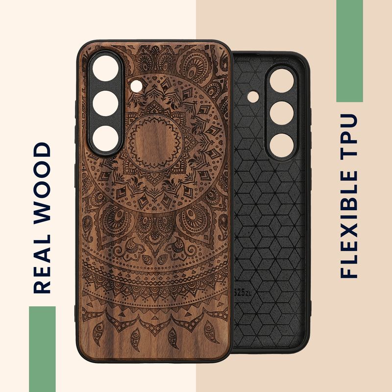 Laptop, Telefoane si Tablete - Telefoane mobile si accesorii - Accesorii Telefoane - Huse telefoane - Husa tip bumper Kwmobile pentru Samsung Galaxy S25, protectie la socuri, lemn, TPU, maro - Infinity.ro