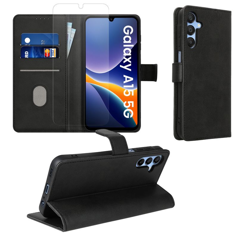 Laptop, Telefoane si Tablete - Telefoane mobile si accesorii - Accesorii Telefoane - Huse telefoane - Husa tip portofel Kwmobile pentru Samsung Galaxy A15 5G, inchidere magnetica, piele ecologica, negru - Infinity.ro