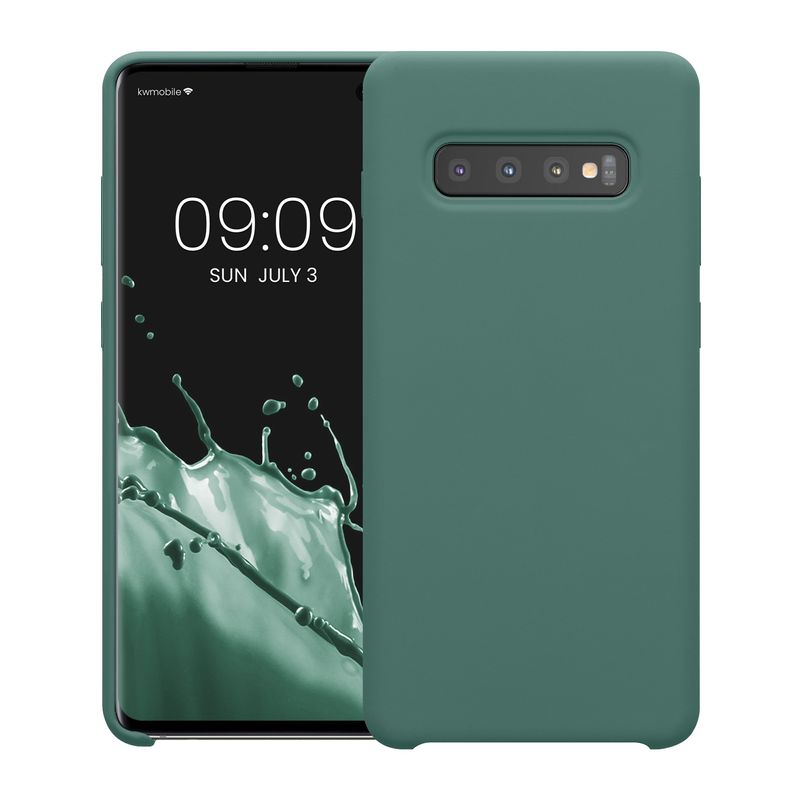 Laptop, Telefoane si Tablete - Telefoane mobile si accesorii - Accesorii Telefoane - Huse telefoane - Husa Kwmobile pentru Samsung Galaxy S10 Plus/S10+, incarcare wireless, anti-alunecare, silicon, verde - Infinity.ro