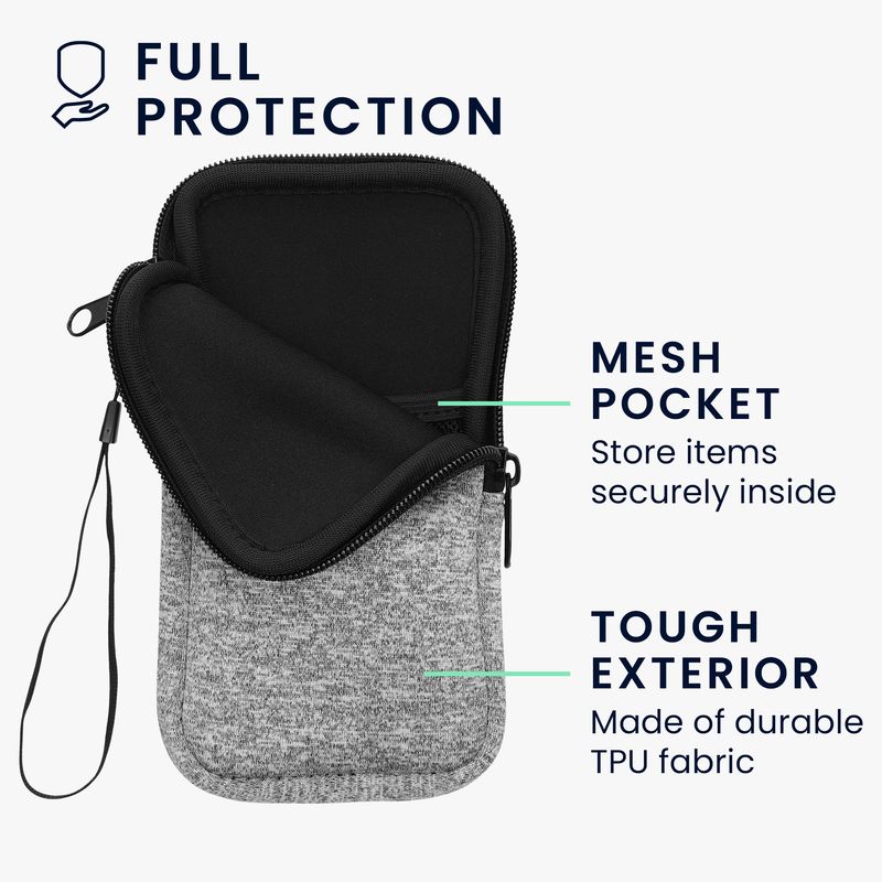 Laptop, Telefoane si Tablete - Telefoane mobile si accesorii - Accesorii Telefoane - Huse telefoane - Husa tip holster Kwmobile, anti-alunecare, protectie la praf, neopren, gri, alb - Infinity.ro