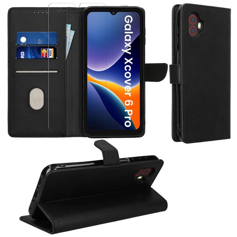Laptop, Telefoane si Tablete - Telefoane mobile si accesorii - Accesorii Telefoane - Huse telefoane - Husa tip portofel Kwmobile pentru Samsung Galaxy Xcover6 Pro, inchidere magnetica, buzunar card, piele ecologica, negru - Infinity.ro