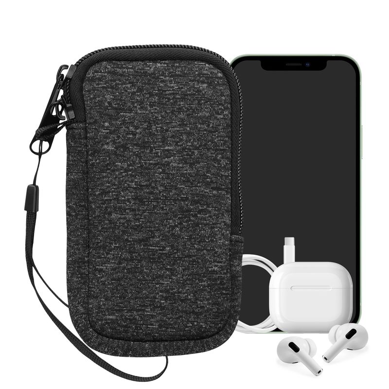 Laptop, Telefoane si Tablete - Telefoane mobile si accesorii - Accesorii Telefoane - Huse telefoane - Husa tip holster Kwmobile, anti-alunecare, inchidere cu fermoar, neopren, gri, alb - Infinity.ro