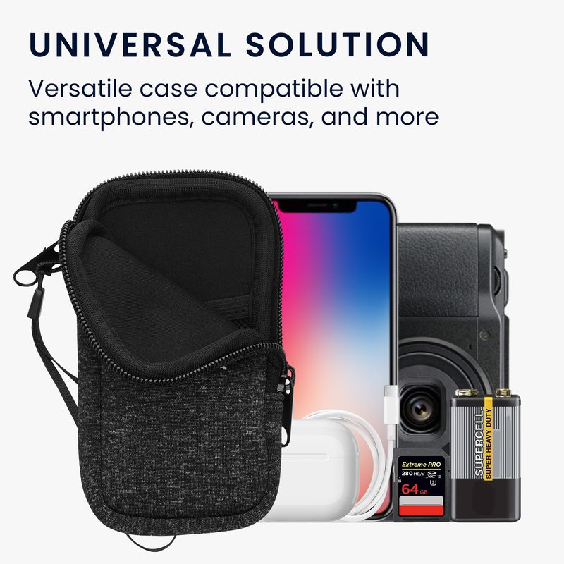 Laptop, Telefoane si Tablete - Telefoane mobile si accesorii - Accesorii Telefoane - Huse telefoane - Husa tip holster Kwmobile, anti-alunecare, inchidere cu fermoar, neopren, gri, alb - Infinity.ro