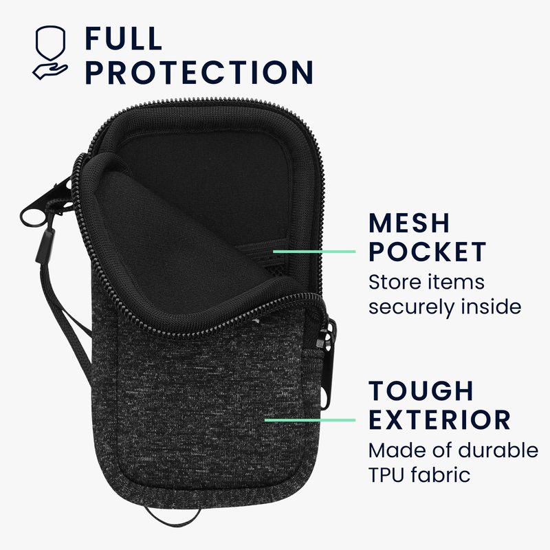Laptop, Telefoane si Tablete - Telefoane mobile si accesorii - Accesorii Telefoane - Huse telefoane - Husa tip holster Kwmobile, anti-alunecare, inchidere cu fermoar, neopren, gri, alb - Infinity.ro