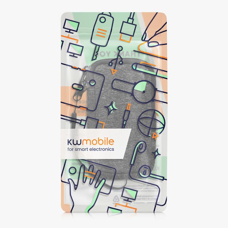 Laptop, Telefoane si Tablete - Telefoane mobile si accesorii - Accesorii Telefoane - Huse telefoane - Husa tip holster Kwmobile, anti-alunecare, inchidere cu fermoar, neopren, gri, alb - Infinity.ro