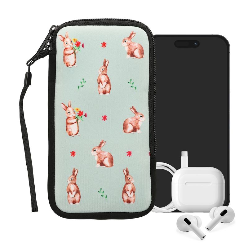 Laptop, Telefoane si Tablete - Telefoane mobile si accesorii - Accesorii Telefoane - Huse telefoane - Husa Kwmobile, protectie la socuri, design cu iepuri, neopren, multicolor - Infinity.ro