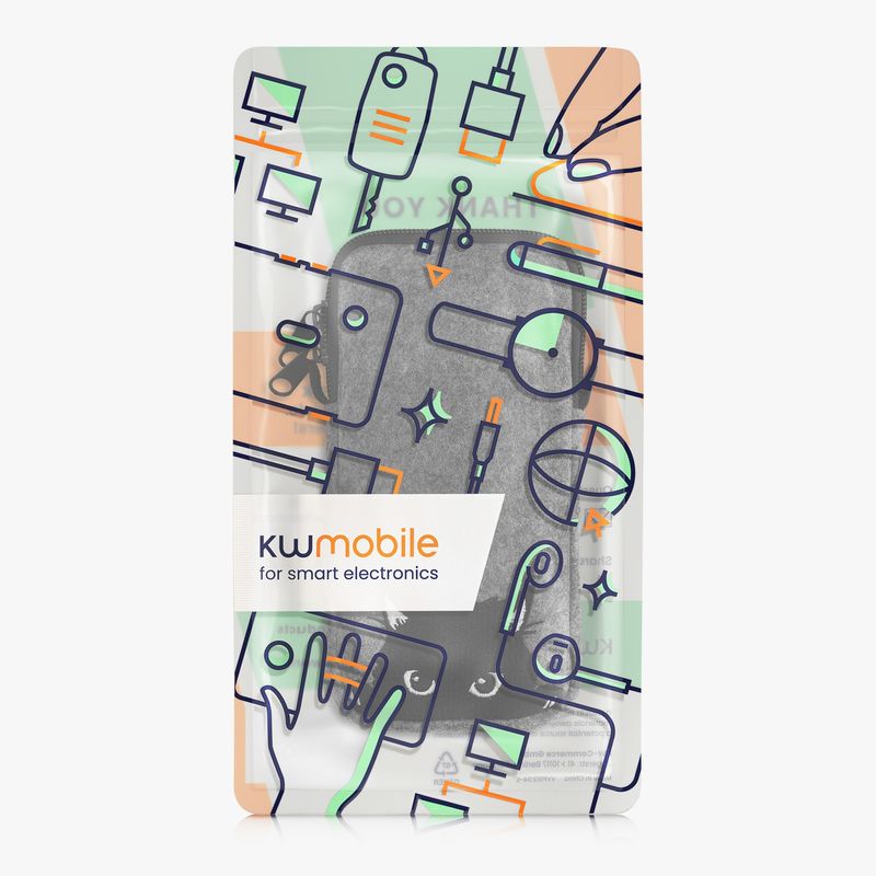 Laptop, Telefoane si Tablete - Telefoane mobile si accesorii - Accesorii Telefoane - Huse telefoane - Husa Kwmobile, protectie la zgarieturi, protectie la praf, fetru, gri, negru - Infinity.ro