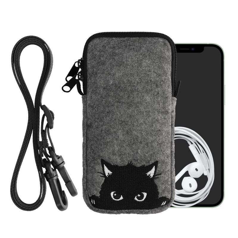 Laptop, Telefoane si Tablete - Telefoane mobile si accesorii - Accesorii Telefoane - Huse telefoane - Husa Kwmobile, protectie la zgarieturi, protectie la praf, fetru, gri, negru - Infinity.ro