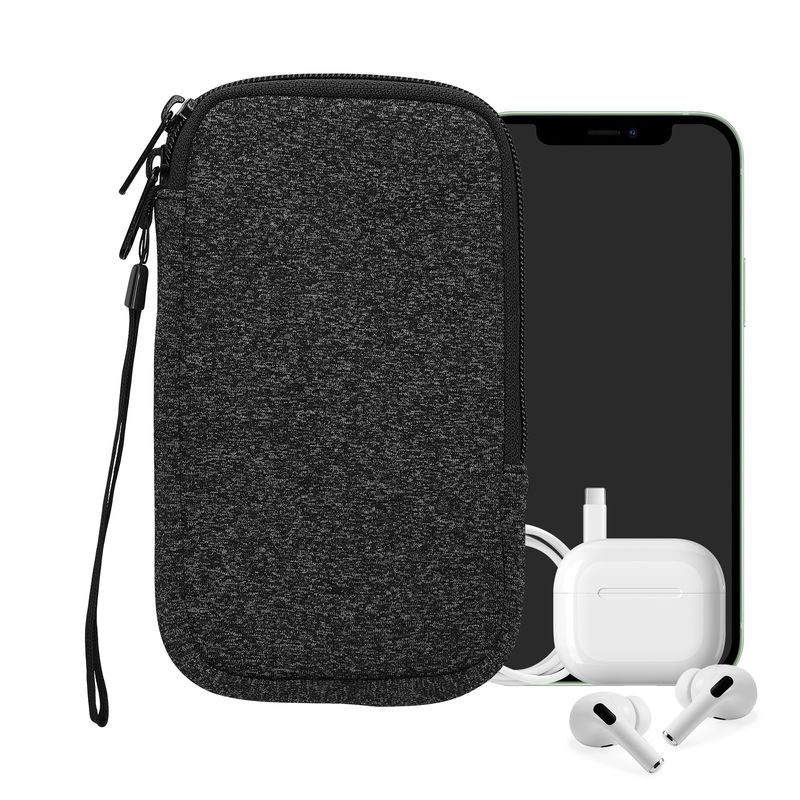 Laptop, Telefoane si Tablete - Telefoane mobile si accesorii - Accesorii Telefoane - Huse telefoane - Husa universala tip holster Kwmobile, anti-alunecare, protectie la zgarieturi, neopren, gri, alb - Infinity.ro