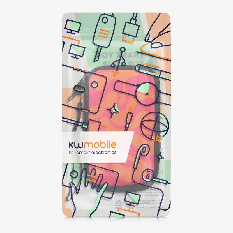 Laptop, Telefoane si Tablete - Telefoane mobile si accesorii - Accesorii Telefoane - Huse telefoane - Husa universala Kwmobile, protectie la socuri, protectie la zgarieturi, neopren, roz, portocaliu - Infinity.ro