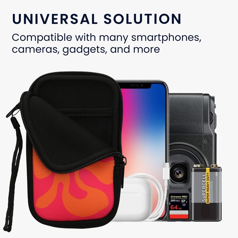 Laptop, Telefoane si Tablete - Telefoane mobile si accesorii - Accesorii Telefoane - Huse telefoane - Husa universala Kwmobile, protectie la socuri, protectie la zgarieturi, neopren, roz, portocaliu - Infinity.ro
