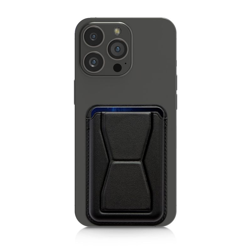 Laptop, Telefoane si Tablete - Telefoane mobile si accesorii - Accesorii Telefoane - Huse telefoane - Husa universala Kwmobile, functie stand, buzunar pentru card, anti-alunecare, piele ecologica, negru - Infinity.ro