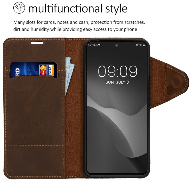 Laptop, Telefoane si Tablete - Telefoane mobile si accesorii - Accesorii Telefoane - Huse telefoane - Husa tip portofel Kalibri pentru Google Pixel 8, inchidere magnetica, piele naturala, maro - Infinity.ro