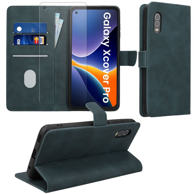 Laptop, Telefoane si Tablete - Telefoane mobile si accesorii - Accesorii Telefoane - Huse telefoane - Husa portofel Kwmobile pentru Samsung Galaxy Xcover Pro, inchidere magnetica, buzunar card, piele ecologica, albastru - Infinity.ro