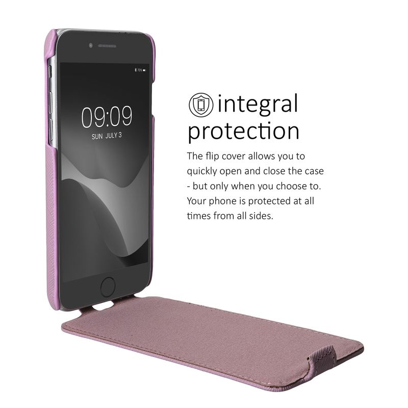 Laptop, Telefoane si Tablete - Telefoane mobile si accesorii - Accesorii Telefoane - Huse telefoane - Husa tip flip Kalibri pentru iPhone SE (2022)/SE (2020)/8/7, protectie la zgarieturi, piele naturala, mov - Infinity.ro