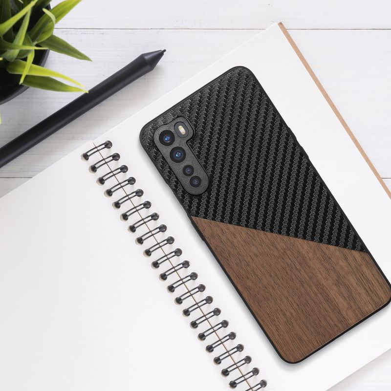 Laptop, Telefoane si Tablete - Telefoane mobile si accesorii - Accesorii Telefoane - Huse telefoane - Husa tip bumper Kwmobile pentru OnePlus Nord, protectie la socuri, lemn, TPU, maro, negru - Infinity.ro