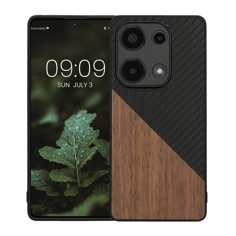 Laptop, Telefoane si Tablete - Telefoane mobile si accesorii - Accesorii Telefoane - Huse telefoane - Husa tip bumper Kwmobile pentru Xiaomi Redmi Note 13 Pro 4G, protectie la socuri, lemn, TPU, maro, negru - Infinity.ro