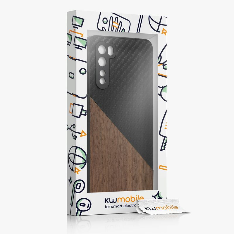 Laptop, Telefoane si Tablete - Telefoane mobile si accesorii - Accesorii Telefoane - Huse telefoane - Husa tip bumper Kwmobile pentru OnePlus Nord, protectie la socuri, lemn, TPU, maro, negru - Infinity.ro