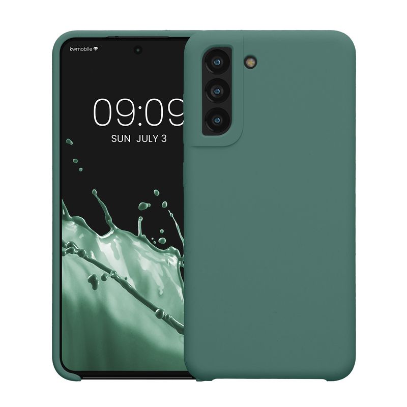 Laptop, Telefoane si Tablete - Telefoane mobile si accesorii - Accesorii Telefoane - Huse telefoane - Husa Kwmobile pentru Samsung Galaxy S21 Fan Edition/S21 Fan Edition 5G, incarcare wireless, silicon, verde - Infinity.ro