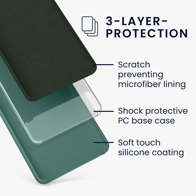 Laptop, Telefoane si Tablete - Telefoane mobile si accesorii - Accesorii Telefoane - Huse telefoane - Husa Kwmobile pentru Samsung Galaxy S21 Fan Edition/S21 Fan Edition 5G, incarcare wireless, silicon, verde - Infinity.ro