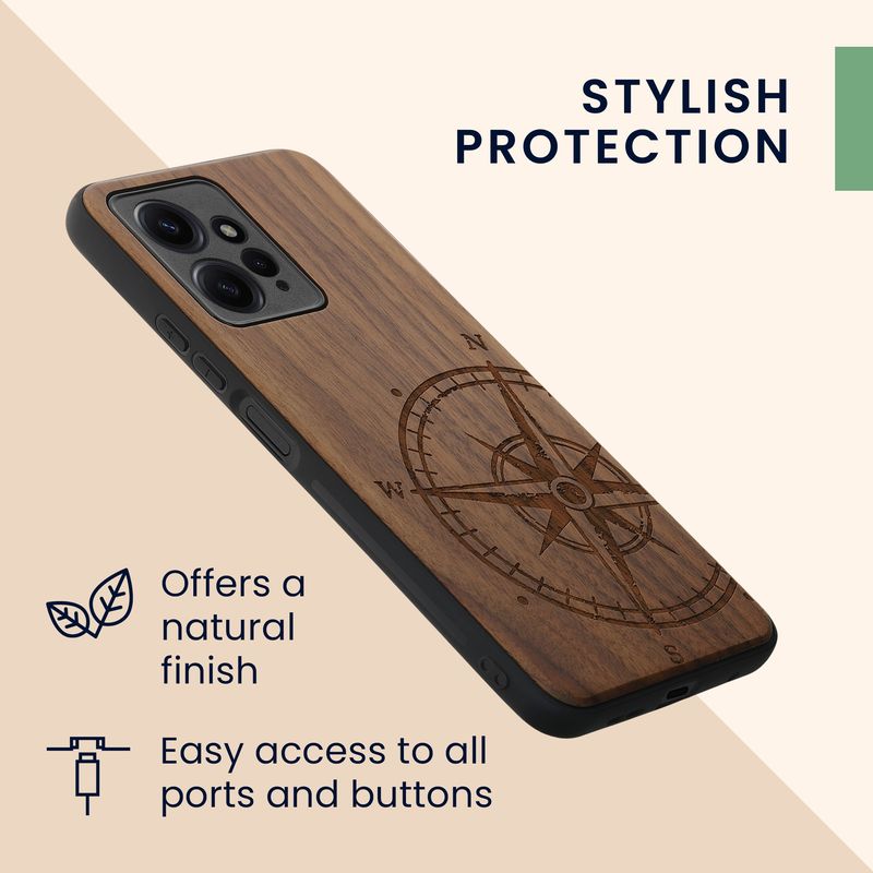 Laptop, Telefoane si Tablete - Telefoane mobile si accesorii - Accesorii Telefoane - Huse telefoane - Husa tip bumper Kwmobile pentru Xiaomi Redmi Note 12 (4G), anti-alunecare, lemn, TPU, maro - Infinity.ro