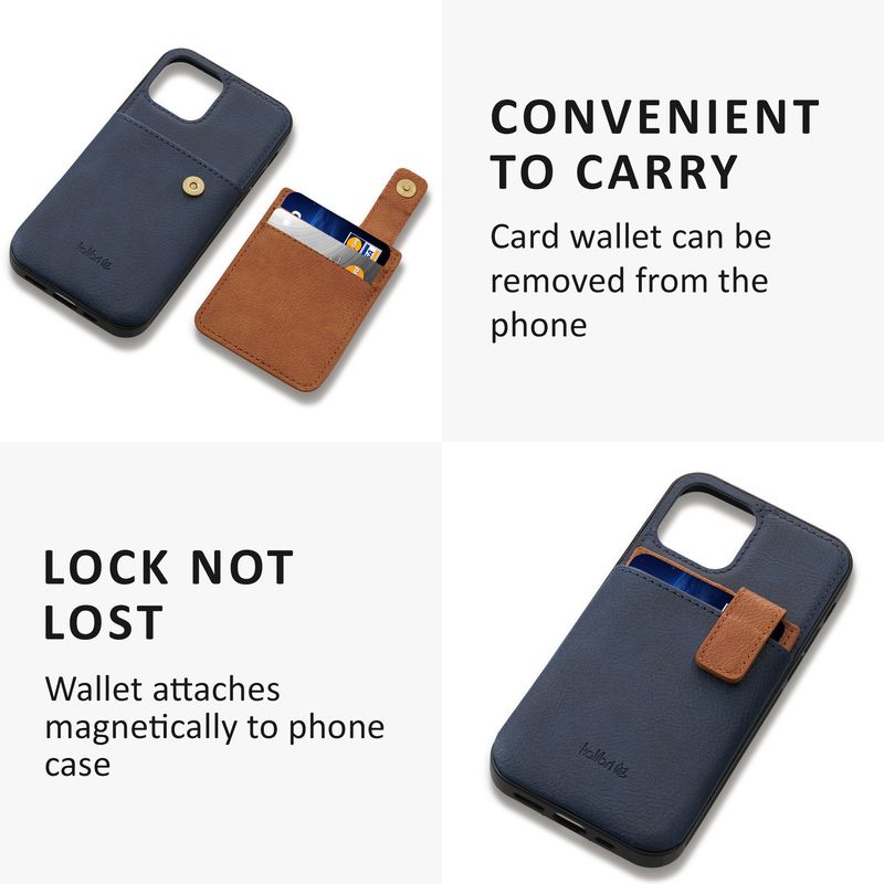 Laptop, Telefoane si Tablete - Telefoane mobile si accesorii - Accesorii Telefoane - Huse telefoane - Husa tip portofel Kalibri pentru iPhone 12/12 Pro, buzunar card, piele ecologica, TPU, albastru, maro - Infinity.ro