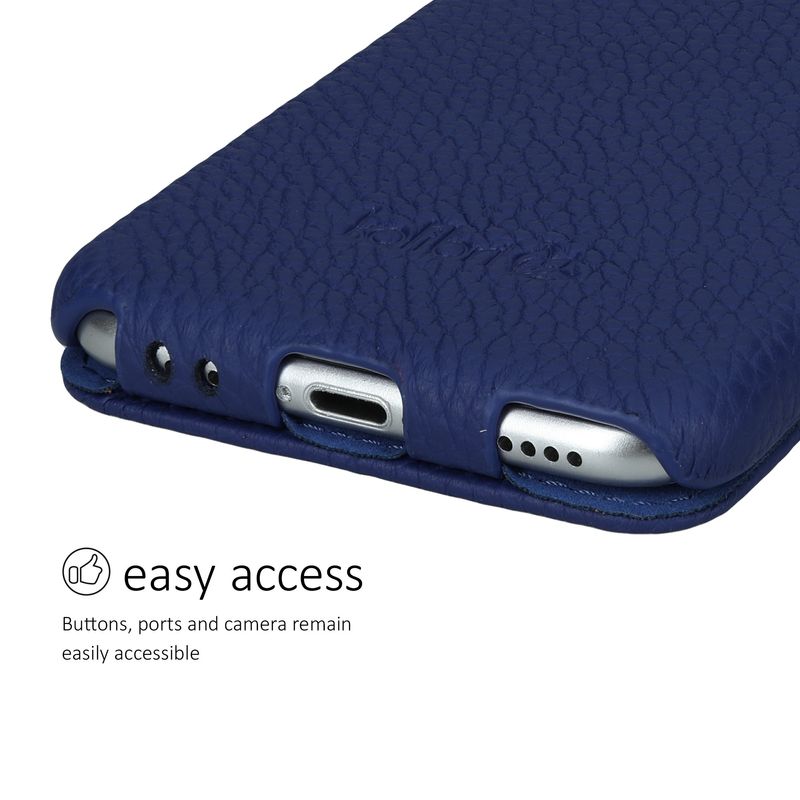 Laptop, Telefoane si Tablete - Telefoane mobile si accesorii - Accesorii Telefoane - Huse telefoane - Husa tip flip Kalibri pentru iPhone SE (2022)/SE (2020)/8/7, protectie la zgarieturi, piele naturala, albastru - Infinity.ro