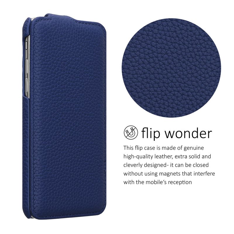 Laptop, Telefoane si Tablete - Telefoane mobile si accesorii - Accesorii Telefoane - Huse telefoane - Husa tip flip Kalibri pentru iPhone SE (2022)/SE (2020)/8/7, protectie la zgarieturi, piele naturala, albastru - Infinity.ro