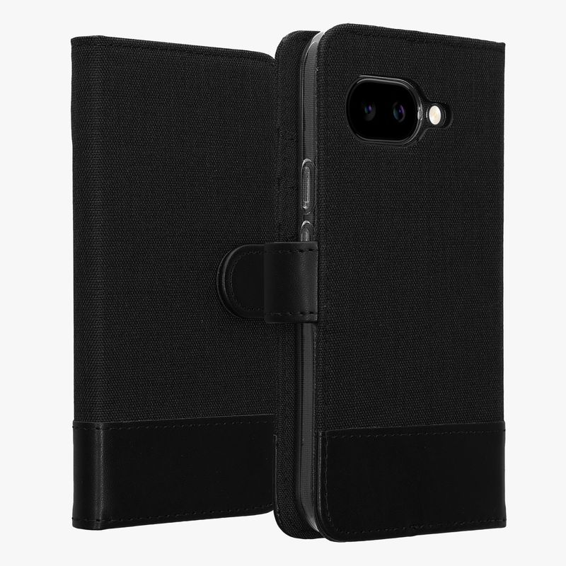 Laptop, Telefoane si Tablete - Telefoane mobile si accesorii - Accesorii Telefoane - Huse telefoane - Husa tip portofel Kwmobile pentru Google Pixel 9a, inchidere magnetica, buzunar card, piele ecologica, textil, negru - Infinity.ro