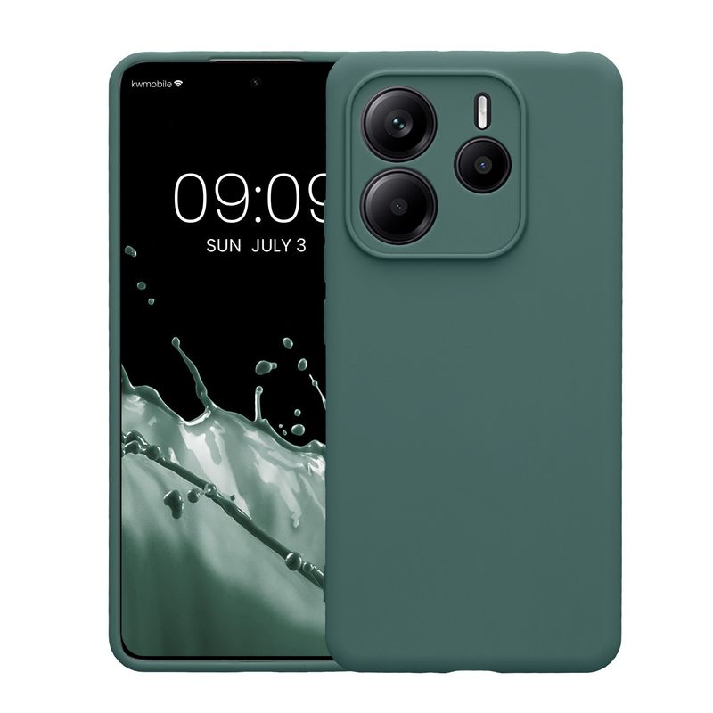 Laptop, Telefoane si Tablete - Telefoane mobile si accesorii - Accesorii Telefoane - Huse telefoane - Husa Kwmobile pentru Xiaomi Redmi Note 14 5G, anti-alunecare, silicon, albastru verzui - Infinity.ro