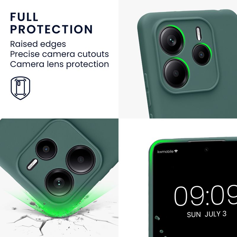 Laptop, Telefoane si Tablete - Telefoane mobile si accesorii - Accesorii Telefoane - Huse telefoane - Husa Kwmobile pentru Xiaomi Redmi Note 14 5G, anti-alunecare, silicon, albastru verzui - Infinity.ro