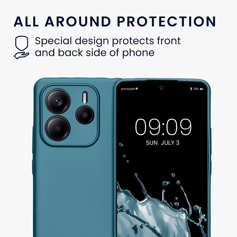 Laptop, Telefoane si Tablete - Telefoane mobile si accesorii - Accesorii Telefoane - Huse telefoane - Husa Kwmobile pentru Xiaomi Redmi Note 14 5G, anti-alunecare, silicon, albastru caraibian - Infinity.ro