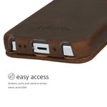 Laptop, Telefoane si Tablete - Telefoane mobile si accesorii - Accesorii Telefoane - Huse telefoane - Husa tip flip Kalibri pentru iPhone 13 mini, protectie la zgarieturi, piele naturala, maro - Infinity.ro